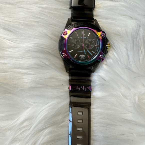 Versace Icon Active Quartz Watch, Polycarbonate, Black, 44 mm, VEZ701022 NWT - Picture 3 of 14